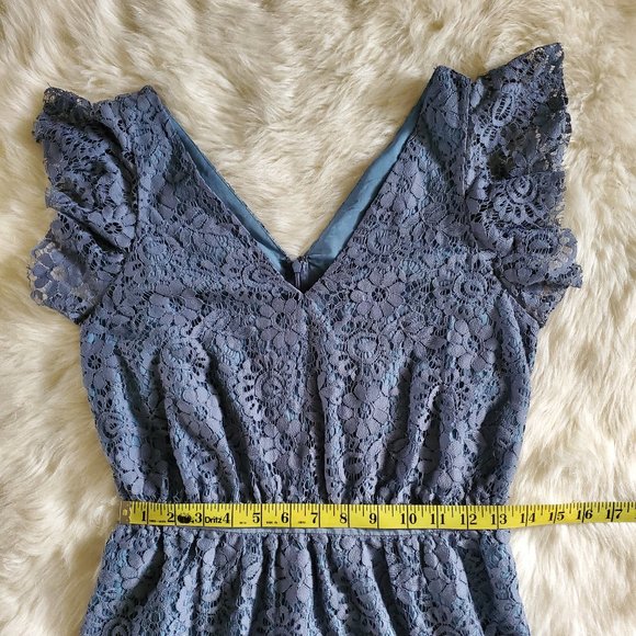 Madewell Blue Lace Flutter Sleeve Dress Size 2 EUC - Picture 14 of 15